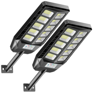 2-Pack Solar Powered Street Lights IP66 Waterproof with Remote Control Motion Sensor
