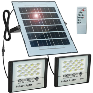 2X LED Solar Lights Outdoor Garden Reflector Floodlight with Remote