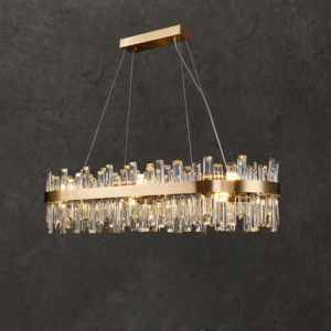Golden chrome silver round oval crystal LED chandelier for dining room