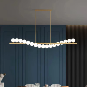 Modern Copper-Tone Glass-Stone Multi-Head Pendant Light