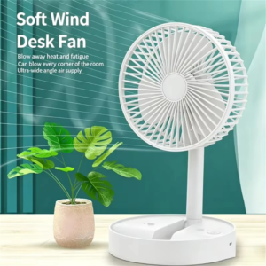 6-inch mini oscillating battery table fan in yellow