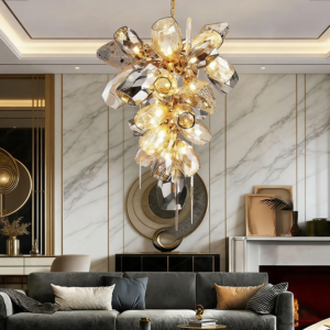 Modern Artistic Gold LED Glass Chandelier