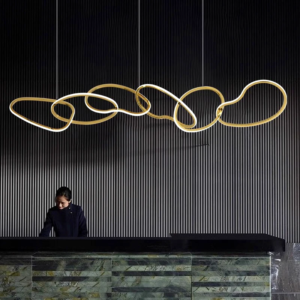 Modern Gold Alloy Multi-Head LED Pendant Light over dining table