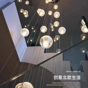 Modern Spiral Staircase Crystal Ball Chandelier