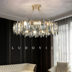 Luxury Crystal Pendant Chandelier in living room