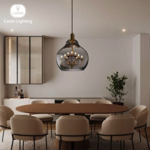 Caren Black Electroplated Glass 9-Bulb LED Pendant Chandelier