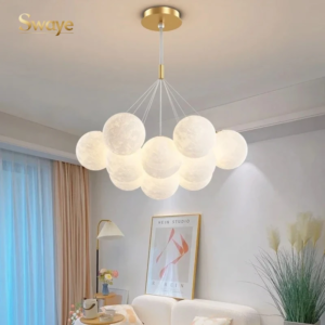 Modern minimalist cream ball chandelier for living room and bedroom