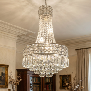 Modern Chrome Silver Crystal Chandelier