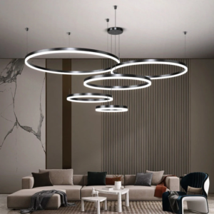 Modern Multi-Ring LED Pendant Light Gold