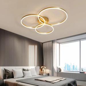 Household Gold LED 3-Circle Chandelier