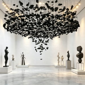 Black Art Crystal Chandelier Modern Stone