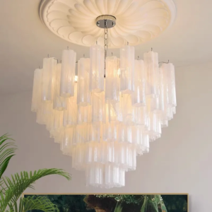 Murano French Ceiling Chandeliers White Colorful Glass