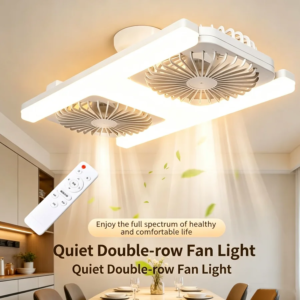 Modern double-head ceiling fan light 60W with remote control and dimmable LED