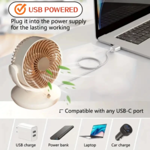 Portable oscillating mini USB desk fan in green