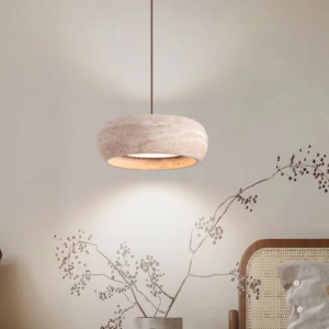 Modern natural travertine stone LED pendant light