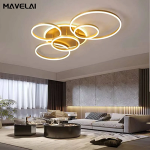 Modern LED Chandelier Gold Black Dimmable