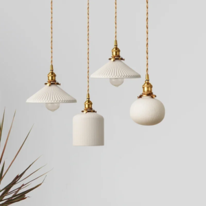 Nordic Minimalist Brass Pleated Pendant Light