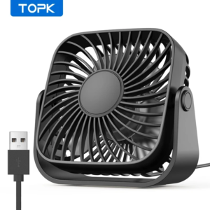 4-inch USB mini portable fan for camping with 360-degree adjustment in pink