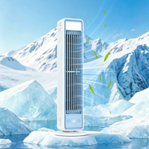 3600mAh USB rechargeable bladeless desktop tower fan in white for home office