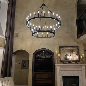 Modern Retro Industrial Iron Round Pendant Chandelier