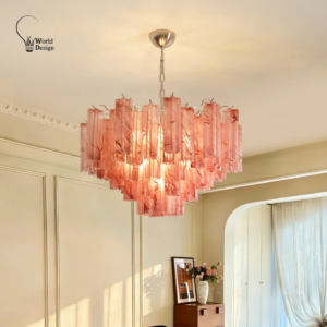 Italian Murano Glass Chandelier Cloud Pink