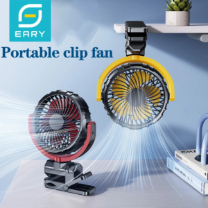 Eary clip-on portable fan with 3 speeds, battery operated