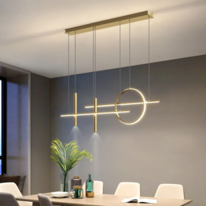 Modern Gold Linear LED Pendant Light for Dining Table