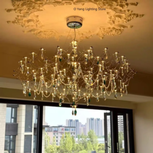 Stainless steel crystal firefly-shape chandelier for living room and villa