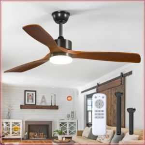 52 Inch Ceiling Fan with Lights and Remote, Reversible Wood Blades