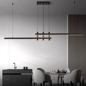 Modern Black Linear Chandelier for Dining Room