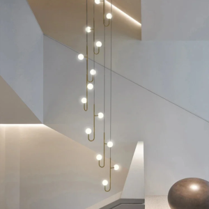 Modern LED multi-head pendant light detail