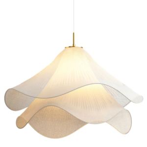 Art Decor Flower Fabric Pendant Light in white