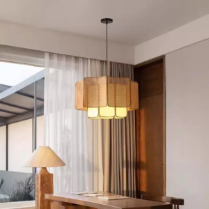 Japanese Wabi-Sabi Handwoven Rattan Pendant Light