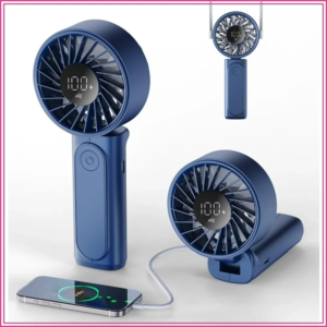 4000mAh rechargeable foldable handheld desk fan with LCD display