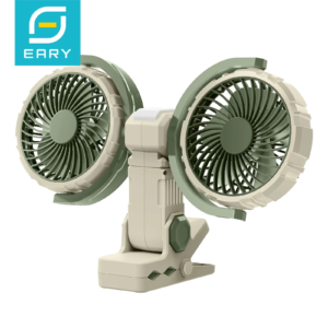 Eary dual-head clip-on desk fan with 4000mAh battery