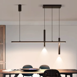 Modern Slim Linear LED Pendant Light over dining table