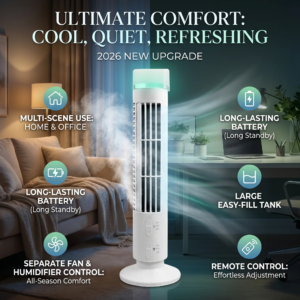 Mini Tower Fan Bladeless with Light
