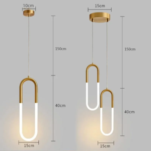 Brass U-Shaped Tube LED Pendant Light for Bedside