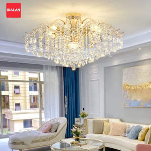 IRALAN luxury gold crystal pendant chandelier for living and dining room