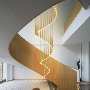 Nordic luxury duplex staircase LED chandelier for villa and living room