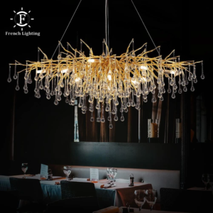 Nordic Gold Branch Crystal Waterfall Pendant Chandelier