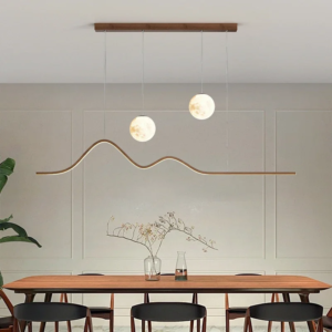 LED Wood Pendant Light Modern Moon