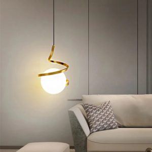 Modern Glass LED Pendant Light in gold