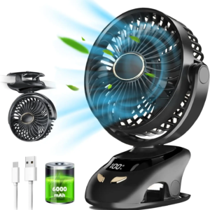 Portable clip-on personal USB fan in black