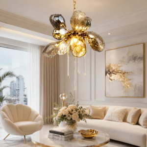 Designer Gold Glass Chandelier