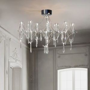 Modern Polished Steel Crystal Pendant Chandelier in chrome