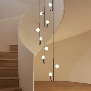 Modern LED multi-head pendant light in gold finish