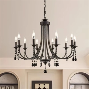 European Classic Wrought Iron Crystal Chandelier