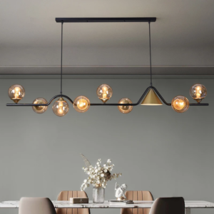 Modern alloy multi-head glass globe pendant chandelier