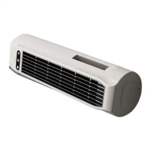 Portable silent rechargeable vertical desktop tower fan in white for bedroom